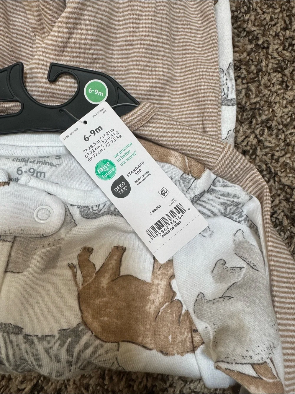 child of mine Beige & White Animal Print Footed One-Piece